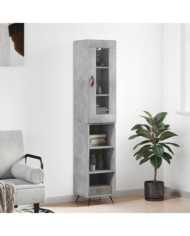Buffet haut Gris béton 34,5x34x180 cm Bois d'ingénierie | Mobilier & Déco