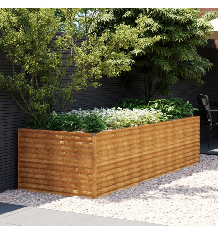 Lit surélevé de jardin 290x100x69 cm acier corten | Mobilier & Déco