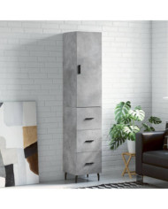 Buffet haut Gris béton 34,5x34x180 cm Bois d'ingénierie | Mobilier & Déco