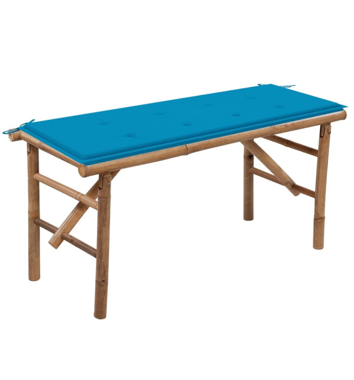 Banc de jardin pliable avec coussin 118 cm Bambou | Mobilier & Déco