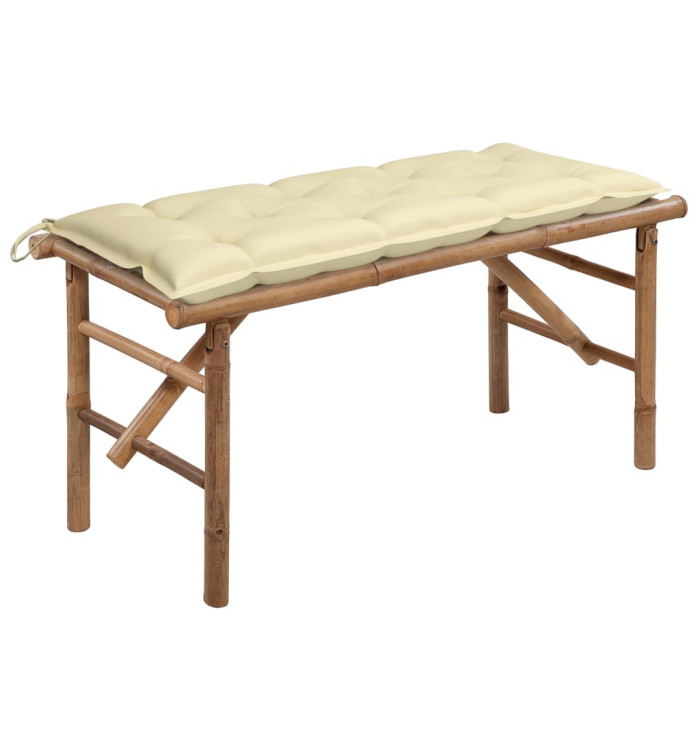 Banc de jardin pliable avec coussin 118 cm Bambou | Mobilier & Déco