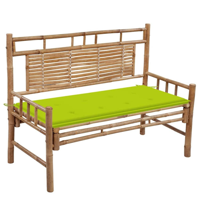 Banc de jardin avec coussin 120 cm Bambou | Mobilier & Déco
