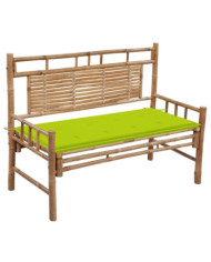 Banc de jardin avec coussin 120 cm Bambou | Mobilier & Déco
