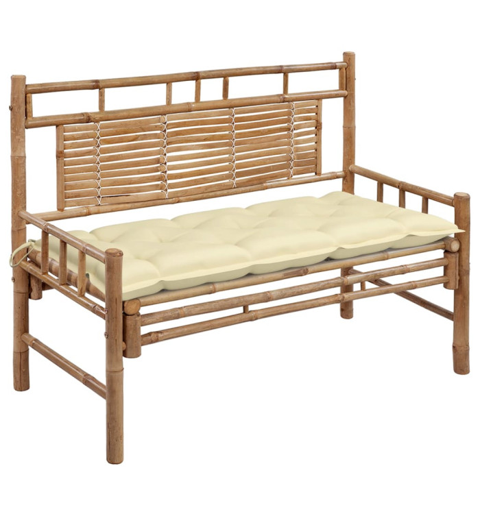 Banc de jardin avec coussin 120 cm Bambou | Mobilier & Déco