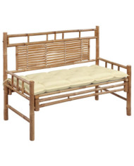 Banc de jardin avec coussin 120 cm Bambou | Mobilier & Déco