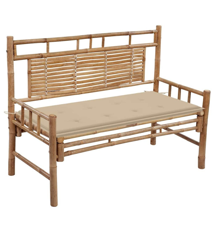 Banc de jardin avec coussin 120 cm Bambou | Mobilier & Déco