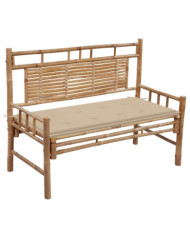 Banc de jardin avec coussin 120 cm Bambou | Mobilier & Déco