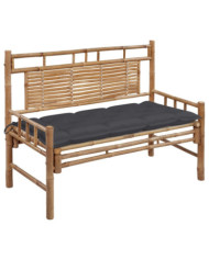Banc de jardin avec coussin 120 cm Bambou | Mobilier & Déco