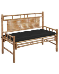 Banc de jardin avec coussin 120 cm Bambou | Mobilier & Déco