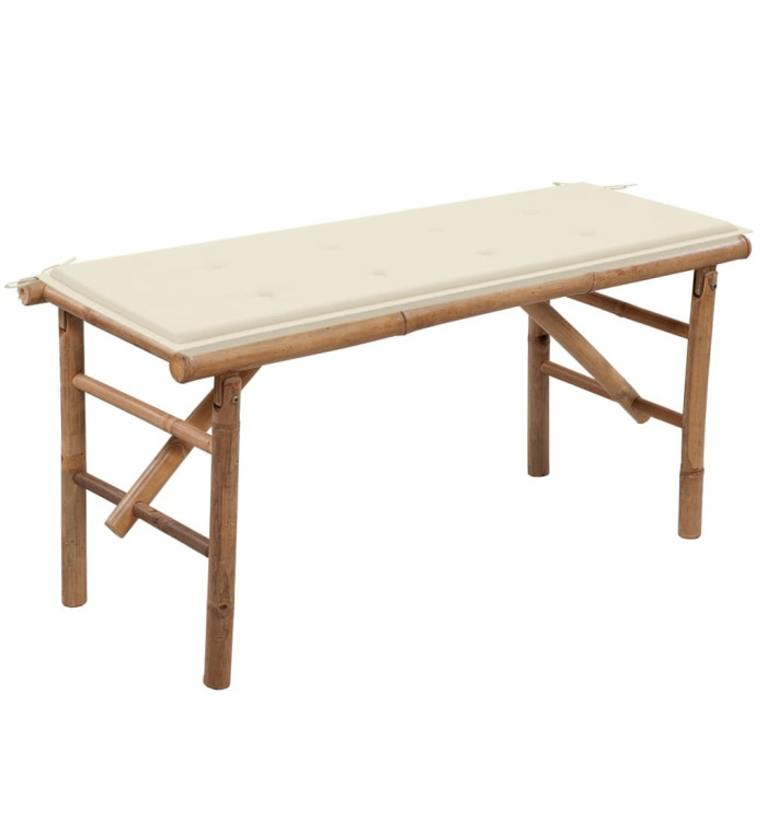 Banc de jardin pliable avec coussin 118 cm Bambou | Mobilier & Déco