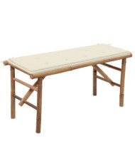 Banc de jardin pliable avec coussin 118 cm Bambou | Mobilier & Déco