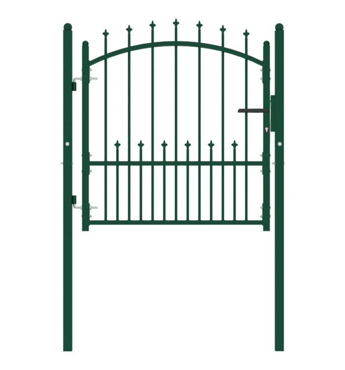 Portail de clôture avec pointes Acier 100x100 cm Vert | Mobilier & Déco