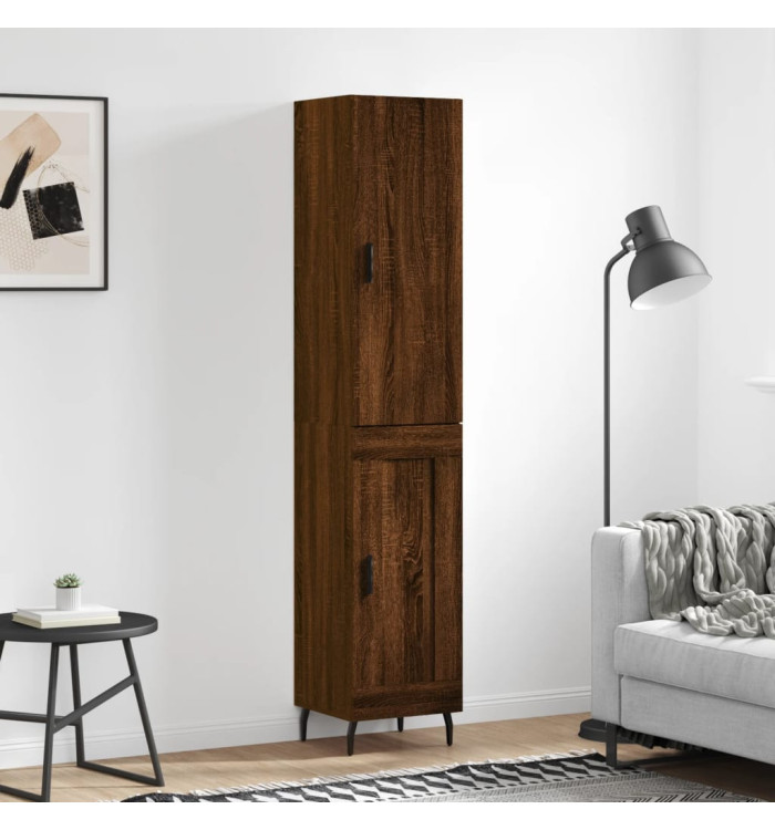 Buffet haut Chêne marron 34,5x34x180 cm Bois d'ingénierie | Mobilier & Déco