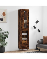 Buffet haut Chêne fumé 34,5x34x180 cm Bois d'ingénierie | Mobilier & Déco
