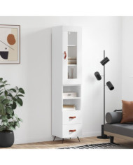 Buffet haut Blanc 34,5x34x180 cm Bois d'ingénierie | Mobilier & Déco