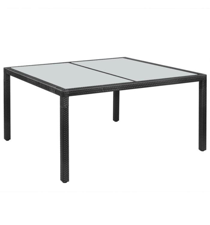 Table de jardin noir 150x90x75 cm résine tressée | Mobilier & Déco