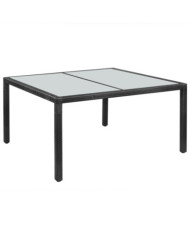Table de jardin noir 150x90x75 cm résine tressée | Mobilier & Déco
