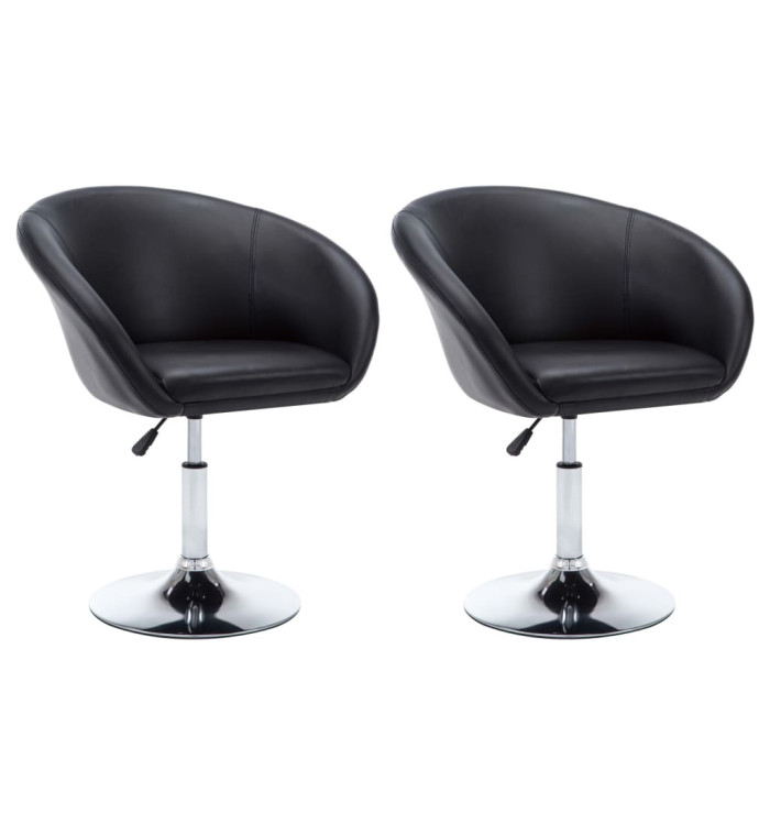 Chaises pivotantes de salle à manger 2 pcs Noir Similicuir | Mobilier & Déco