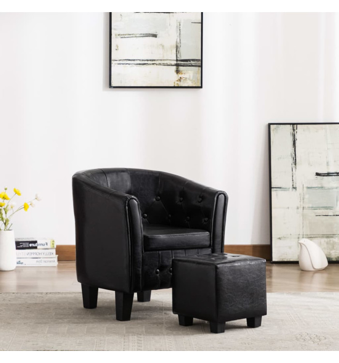 Chaise cabriolet avec repose-pied Noir Similicuir | Mobilier & Déco