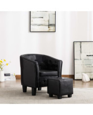 Chaise cabriolet avec repose-pied Noir Similicuir | Mobilier & Déco