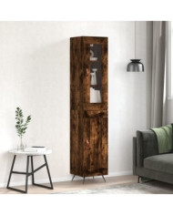 Buffet haut Chêne fumé 34,5x34x180 cm Bois d'ingénierie | Mobilier & Déco