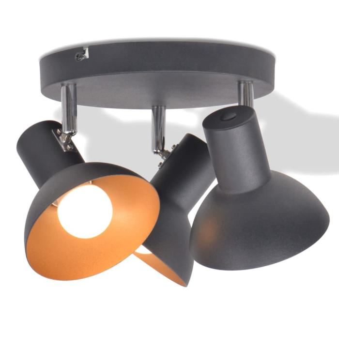 Plafonnier pour 3 ampoules E27 Noir et doré | Mobilier & Déco