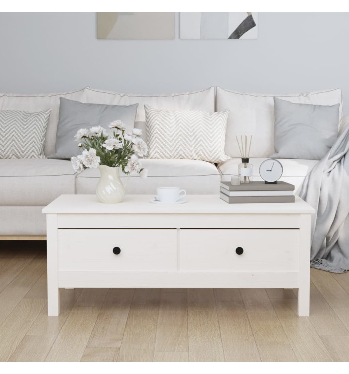 Table basse Blanc 100x50x40 cm Bois massif de pin | Mobilier & Déco