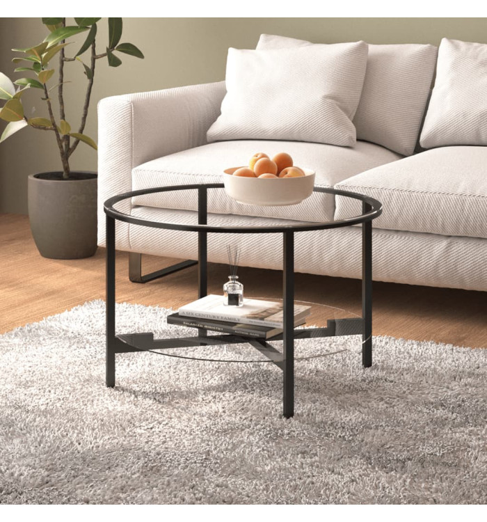 Table à thé Noir et transparent 70 cm Verre trempé | Mobilier & Déco