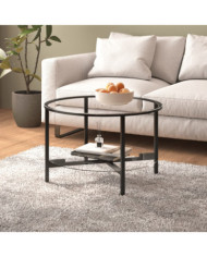 Table à thé Noir et transparent 70 cm Verre trempé | Mobilier & Déco