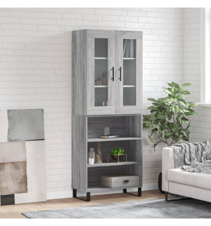 Buffet haut Sonoma gris 69,5x34x180 cm Bois d'ingénierie | Mobilier & Déco