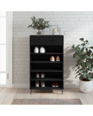 Armoire à chaussures noir 60x35x105 cm bois d'ingénierie | Mobilier & Déco