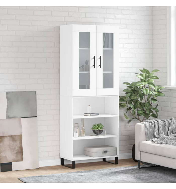 Buffet haut Blanc 69,5x34x180 cm Bois d'ingénierie | Mobilier & Déco
