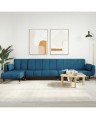 Canapé-lit en forme de L bleu 275x140x70 cm velours | Mobilier & Déco