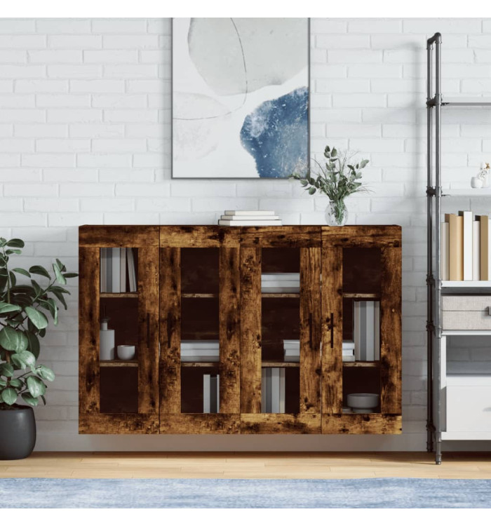 Armoires murales 2 pcs chêne fumé bois d'ingénierie | Mobilier & Déco