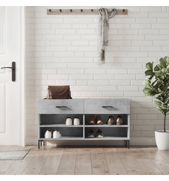 Banc à chaussures gris béton 102x35x55 cm bois d'ingénierie | Mobilier & Déco