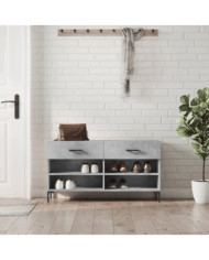 Banc à chaussures gris béton 102x35x55 cm bois d'ingénierie | Mobilier & Déco