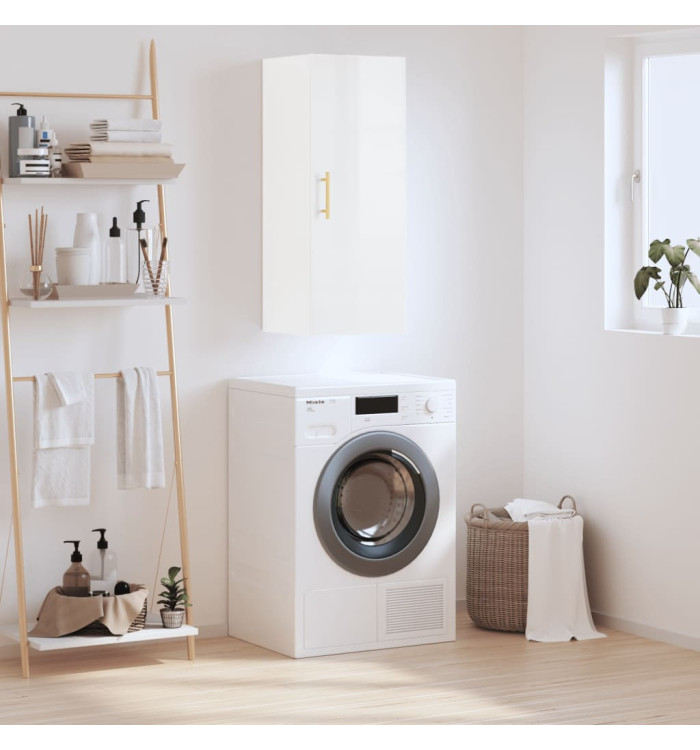 Armoire murale blanc brillant 34,5x34x90 cm | Mobilier & Déco