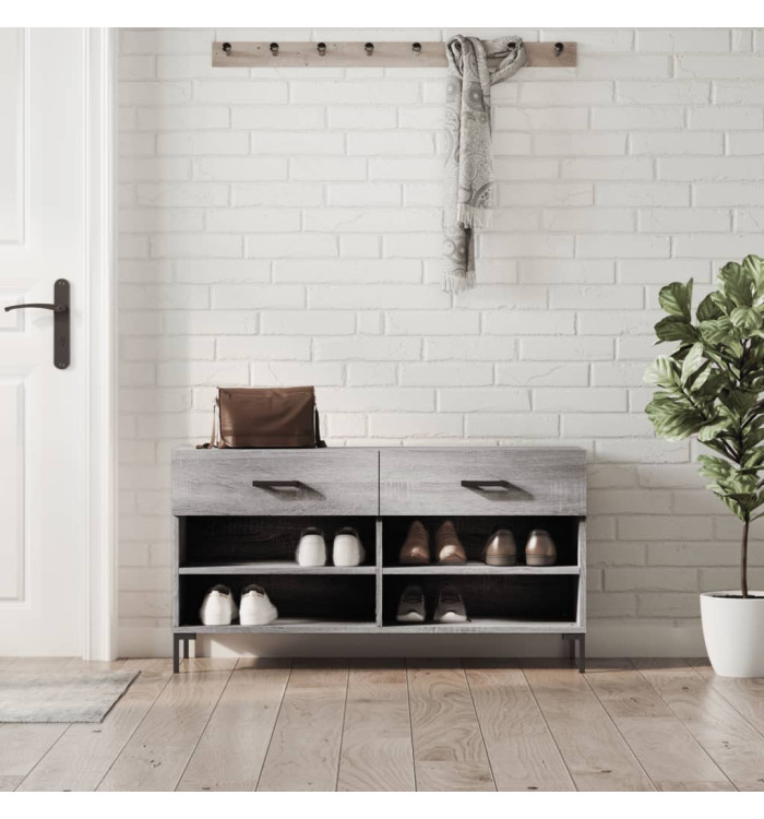 Banc à chaussures sonoma gris 102x35x55 cm bois d'ingénierie | Mobilier & Déco
