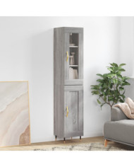 Buffet haut Sonoma gris 34,5x34x180 cm Bois d'ingénierie | Mobilier & Déco