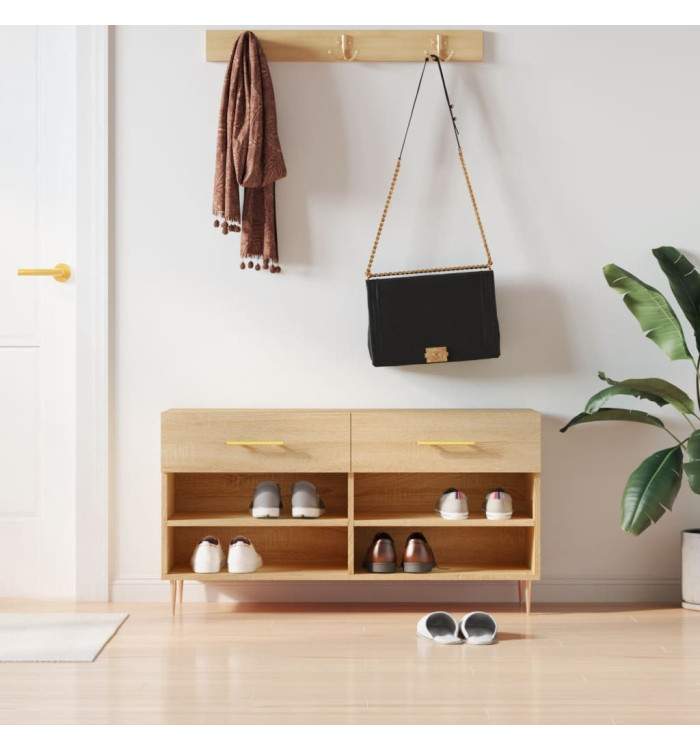 Banc à chaussures chêne sonoma 102x35x55 cm bois d'ingénierie | Mobilier & Déco