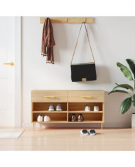 Banc à chaussures chêne sonoma 102x35x55 cm bois d'ingénierie | Mobilier & Déco