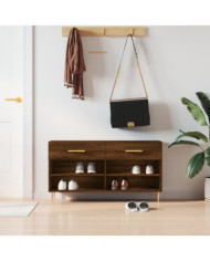 Banc à chaussures chêne marron 102x35x55 cm bois d'ingénierie | Mobilier & Déco