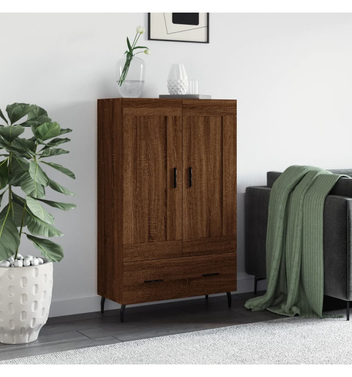 Buffet haut chêne marron 69,5x31x115 cm bois d'ingénierie | Mobilier & Déco
