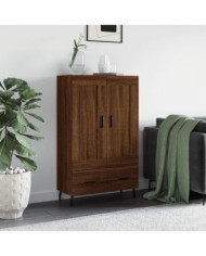 Buffet haut chêne marron 69,5x31x115 cm bois d'ingénierie | Mobilier & Déco