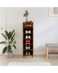 Meuble à chaussures chêne fumé 30x35x105 cm bois d'ingénierie | Mobilier & Déco