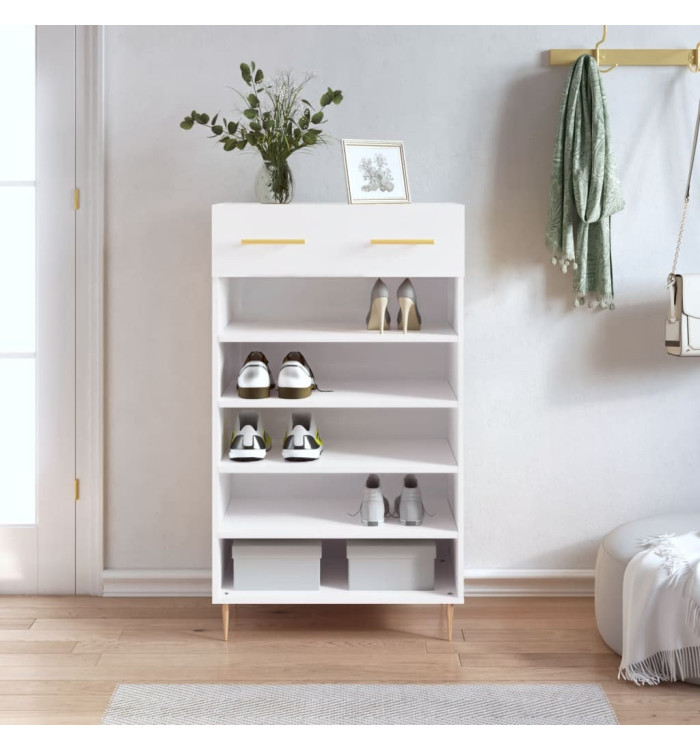 Armoire à chaussure Blanc brillant 60x35x105 cm Bois ingénierie | Mobilier & Déco