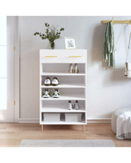 Armoire à chaussure Blanc brillant 60x35x105 cm Bois ingénierie | Mobilier & Déco