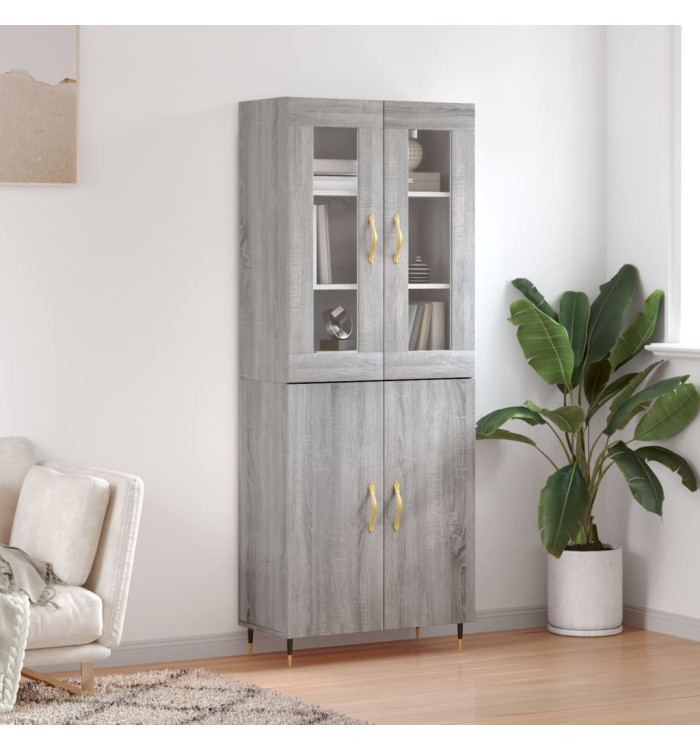 Buffet haut Sonoma gris 69,5x34x180 cm Bois d'ingénierie | Mobilier & Déco