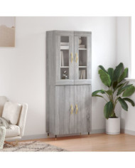 Buffet haut Sonoma gris 69,5x34x180 cm Bois d'ingénierie | Mobilier & Déco