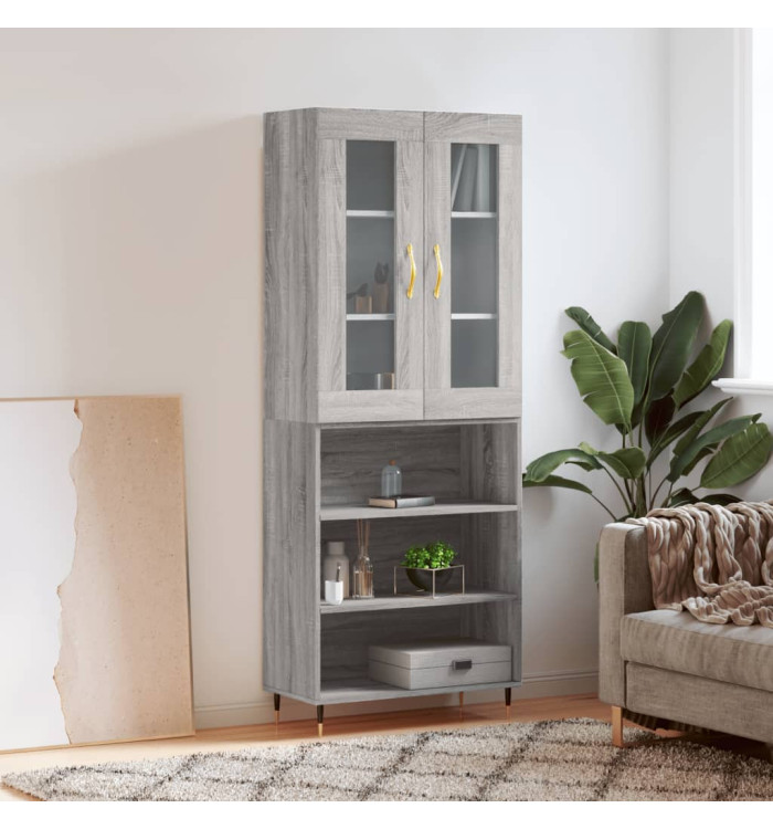 Buffet haut Sonoma gris 69,5x34x180 cm Bois d'ingénierie | Mobilier & Déco